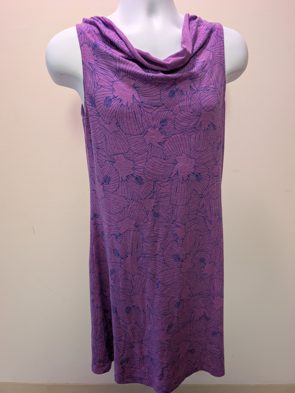 Title Nine Breeze Sleeveless Cowl Neck Active Dress – Purple Floral Heather Knit